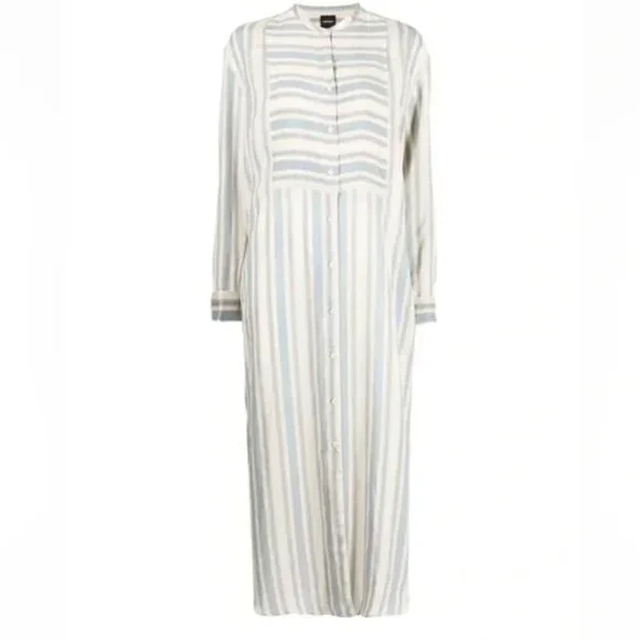 Striped Long Sleeve Button-Up Dress - Picture 1 of 6